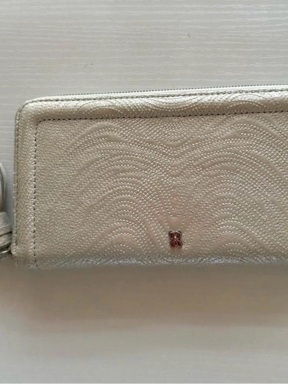 HOBO Metallic Silver Zip-Around Tassel Wallet